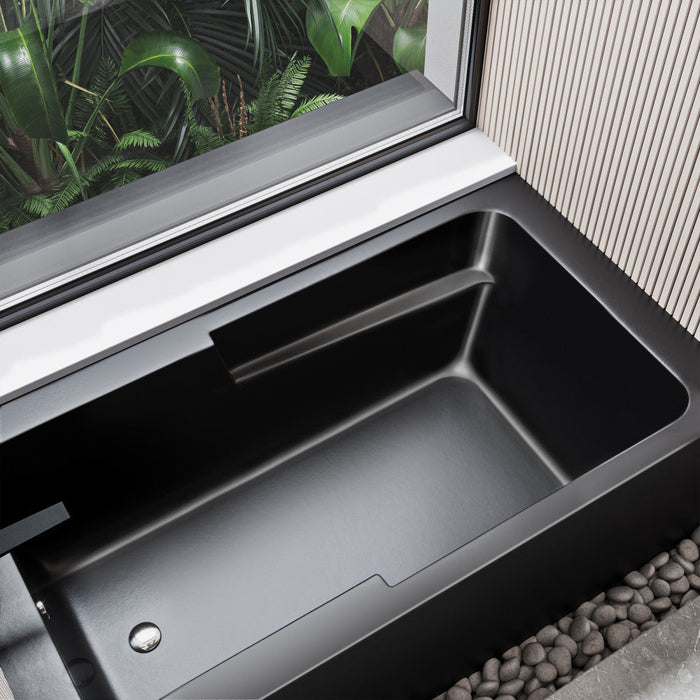 Swiss Madison Voltaire 54" x 30" Left-Hand Drain Alcove Bathtub with Apron in Matte Black - SM-AB549MB