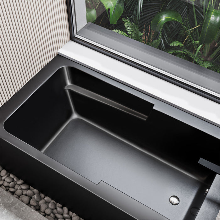 Swiss Madison Voltaire 54" x 30" Right-Hand Drain Alcove Bathtub with Apron in Matte Black - SM-AB550MB