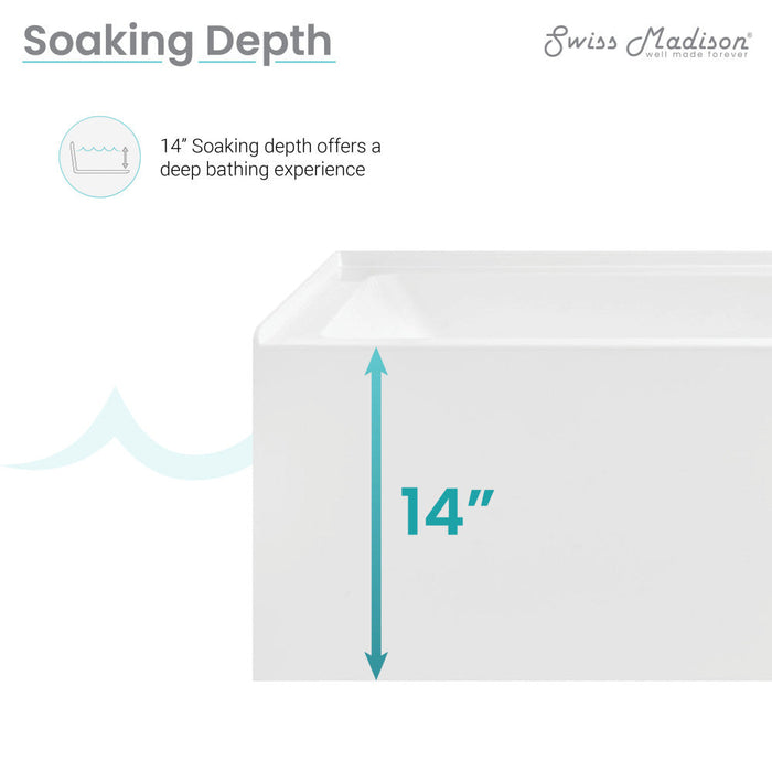 Swiss Madison Voltaire 60" x 30" Right-Hand Drain Alcove Bathtub with Apron - SM-AB592