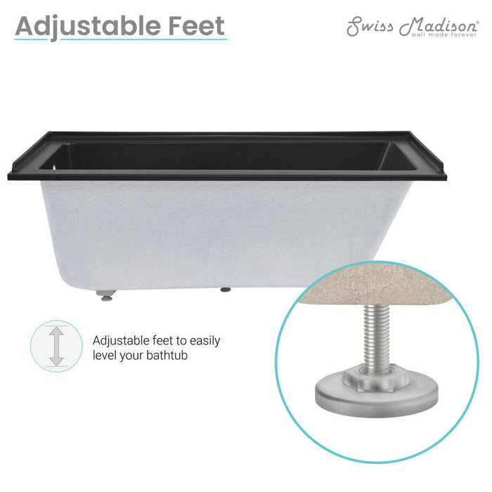 Swiss Madison Voltaire 60" x 30" Left-Hand Drain Alcove Bathtub in Matte Black - SM-DB559MB