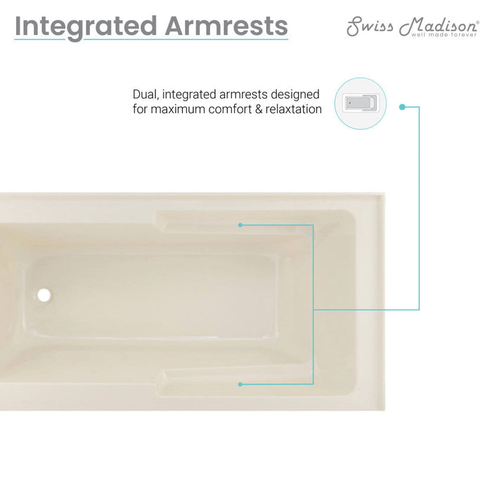 Swiss Madison Voltaire 60" x 30" Left-Hand Drain Alcove Bathtub with Apron in Bisque - SM-AB541BQ