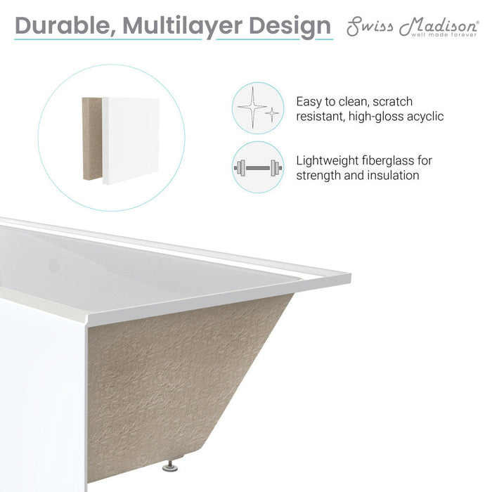 Swiss Madison Voltaire 60" x 30" Left-Hand Drain Alcove Bathtub with Apron - SM-AB593