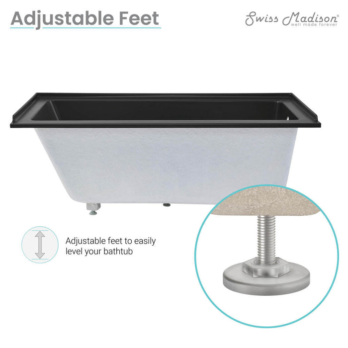 Swiss Madison Voltaire 60" x 30" Right-Hand Drain Alcove Bathtub in Matte Black - SM-DB560MB