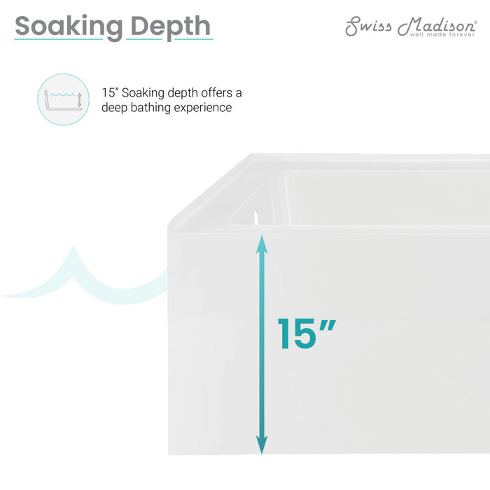 Swiss Madison Voltaire 72" x 36" Left-Hand Drain Alcove Bathtub with Apron and Armrest - SM-AB556