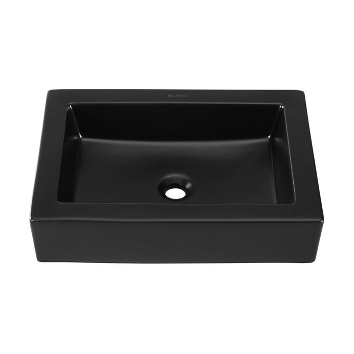 Swiss Madison Voltaire Ceramic Rectangle Vessel Sink, Matte Black - SM-VS282MB