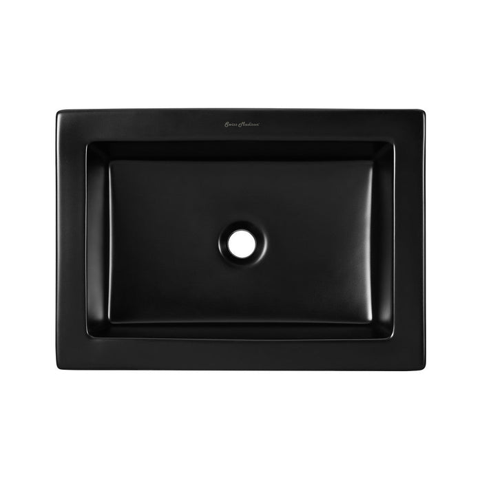 Swiss Madison Voltaire Ceramic Rectangle Vessel Sink, Matte Black - SM-VS282MB