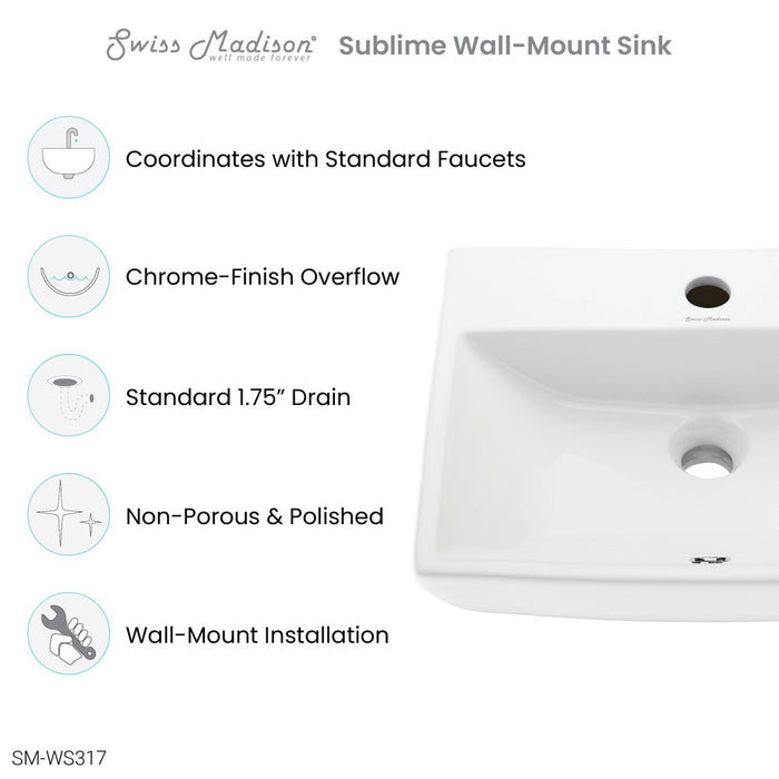 Swiss Madison Sublime Compact Ceramic Wall Hung Sink - SM-WS317