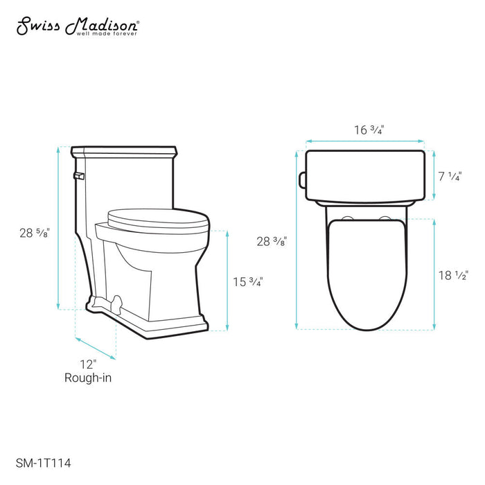 Swiss Madison Voltaire One-Piece Elongated Toilet Side Flush 1.28 gpf - SM-1T114