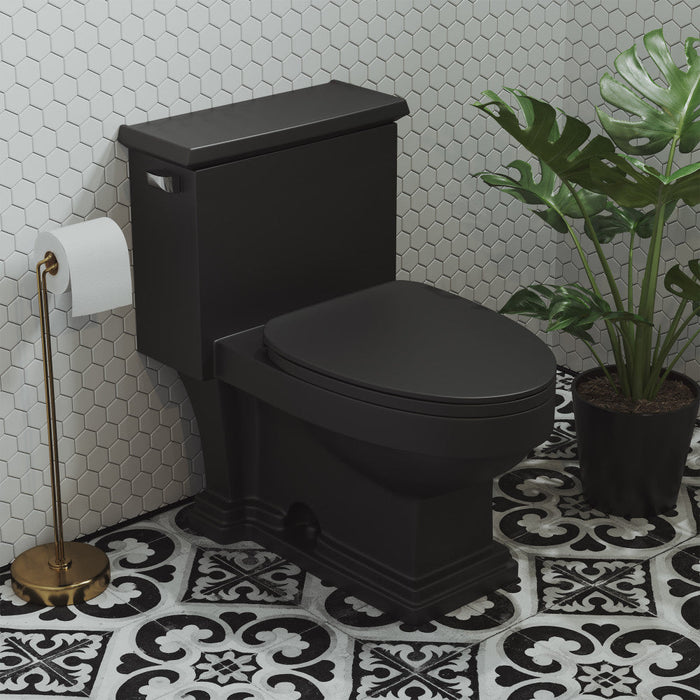 Swiss Madison Voltaire One-Piece Elongated Toilet Left Side Flush Handle 1.28 gpf in Matte Black - SM-1T114MB