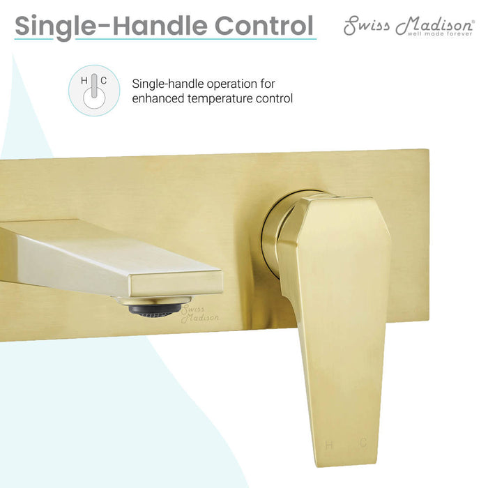 Swiss Madison Voltaire Single-Handle, Wall-Mount, Bathroom Faucet in Brushed Gold - SM-BF42BG