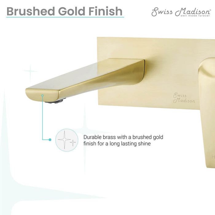 Swiss Madison Voltaire Single-Handle, Wall-Mount, Bathroom Faucet in Brushed Gold - SM-BF42BG