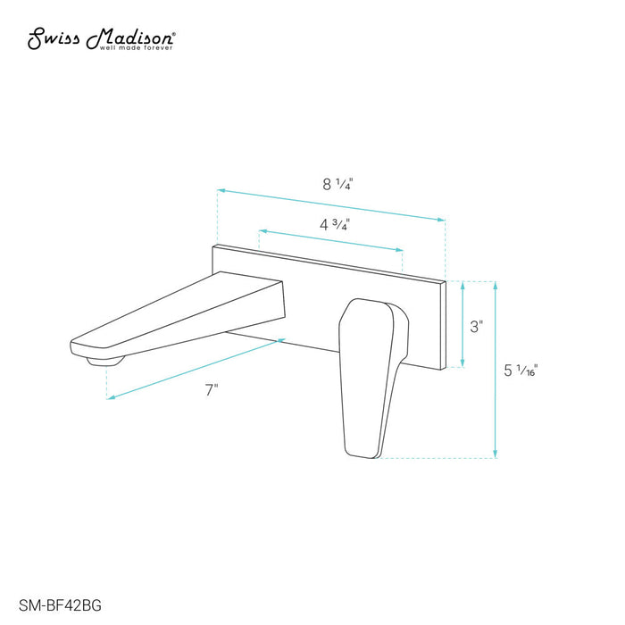 Swiss Madison Voltaire Single-Handle, Wall-Mount, Bathroom Faucet in Brushed Gold - SM-BF42BG