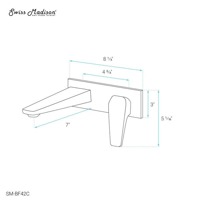 Swiss Madison Voltaire Single-Handle, Wall-Mount, Bathroom Faucet in Chrome - SM-BF42C