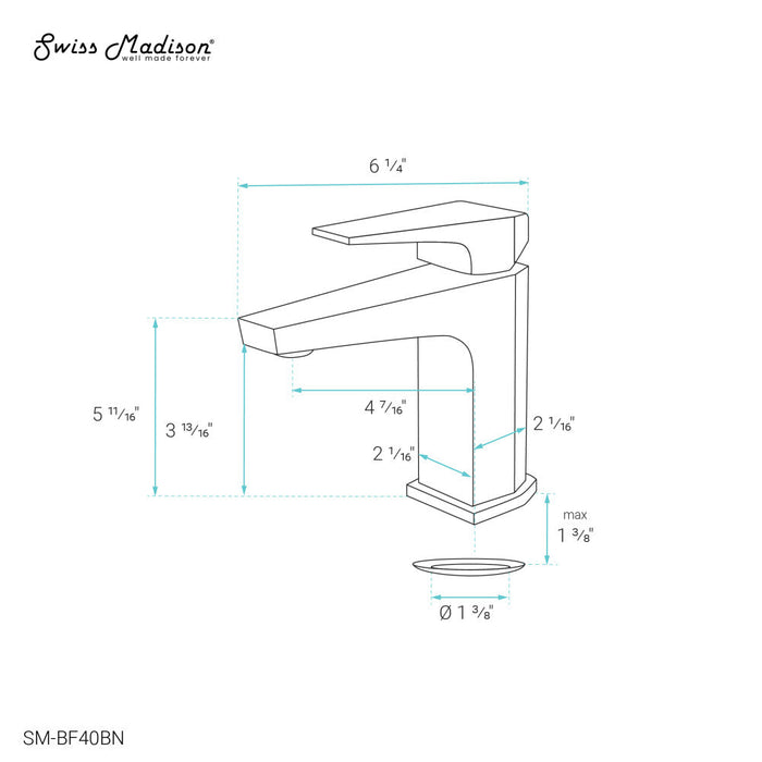 Swiss Madison Voltaire Single Hole, Single-Handle, Bathroom Faucet in Brushed Nickel - SM-BF40BN