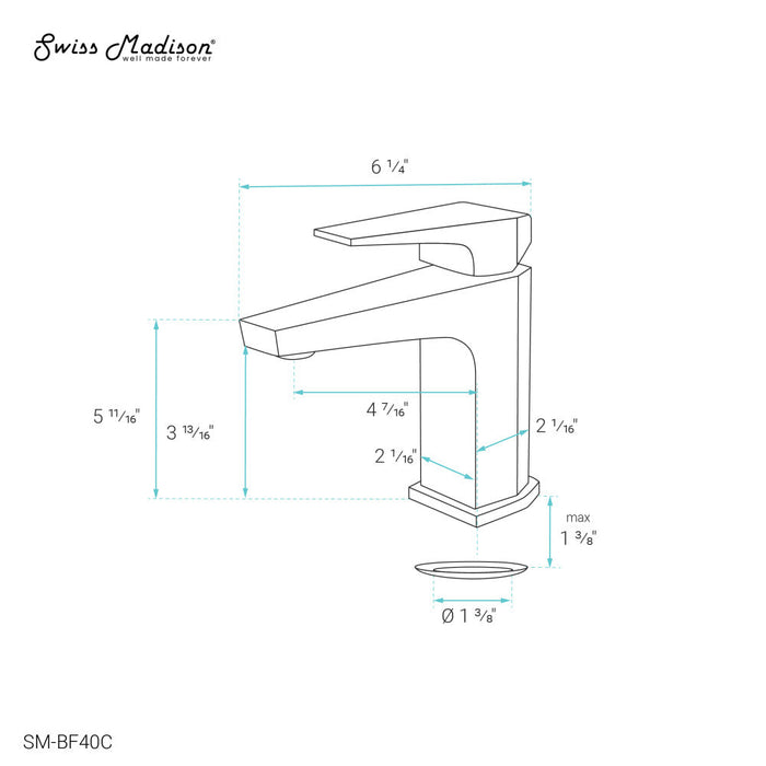 Swiss Madison Voltaire Single Hole, Single-Handle, Bathroom Faucet in Chrome - SM-BF40C