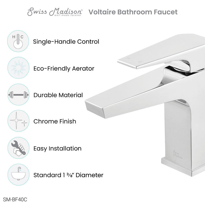 Swiss Madison Voltaire Single Hole, Single-Handle, Bathroom Faucet in Chrome - SM-BF40C