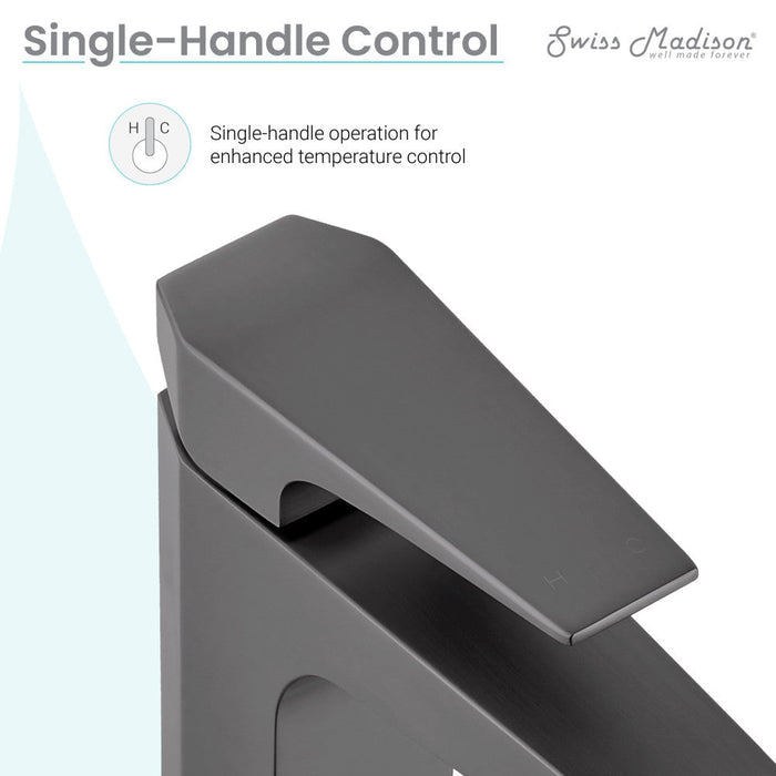 Swiss Madison Voltaire Single Hole, Single-Handle, Bathroom Faucet in Gunmetal Grey - SM-BF40GG