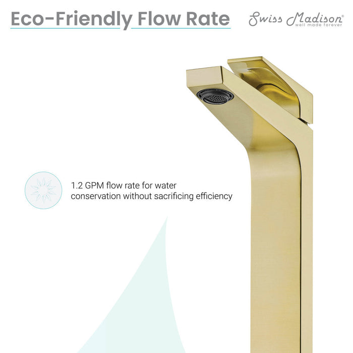 Swiss Madison Voltaire Single Hole, Single-Handle, High Arc Bathroom Faucet in Brushed Gold - SM-BF41BG