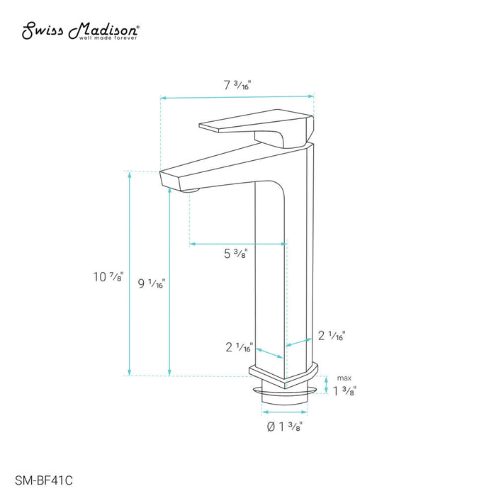 Swiss Madison Voltaire Single Hole, Single-Handle, High Arc Bathroom Faucet in Chrome - SM-BF41C