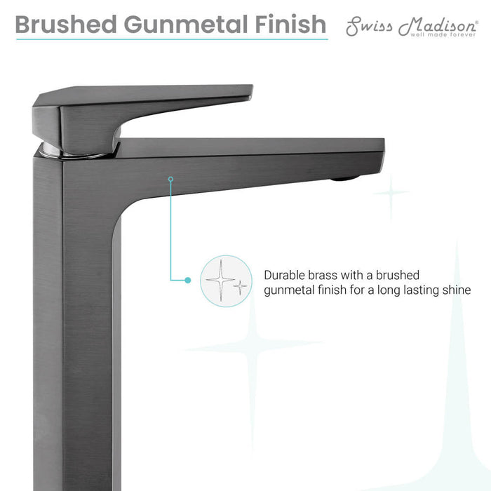 Swiss Madison Voltaire Single Hole, Single-Handle, High Arc Bathroom Faucet in Gunmetal Grey - SM-BF41GG