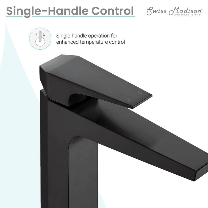 Swiss Madison Voltaire Single Hole, Single-Handle, High Arc Bathroom Faucet in Matte Black - SM-BF41MB