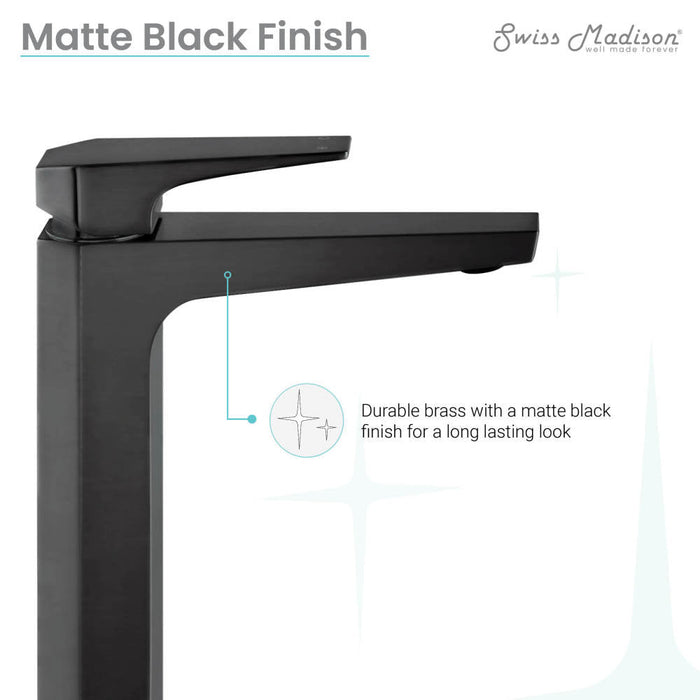 Swiss Madison Voltaire Single Hole, Single-Handle, High Arc Bathroom Faucet in Matte Black - SM-BF41MB