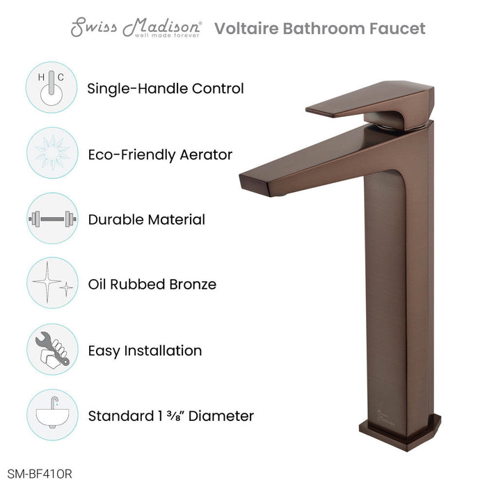 Swiss Madison Voltaire Single Hole, Single-Handle, High Arc Bathroom Faucet in Oil Rubbed Bronze - SM-BF41OR