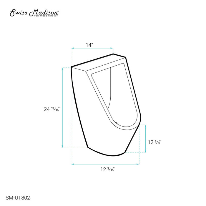 Swiss Madison Voltaire Waterless Urinal in White - SM-UT802