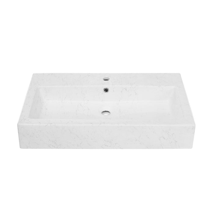 Swiss Madison Voltaire Wide Rectangle Vessel Sink in Static Marble - SM-VSM292W2