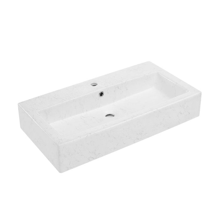 Swiss Madison Voltaire Wide Rectangle Vessel Sink in Static Marble - SM-VSM292W2