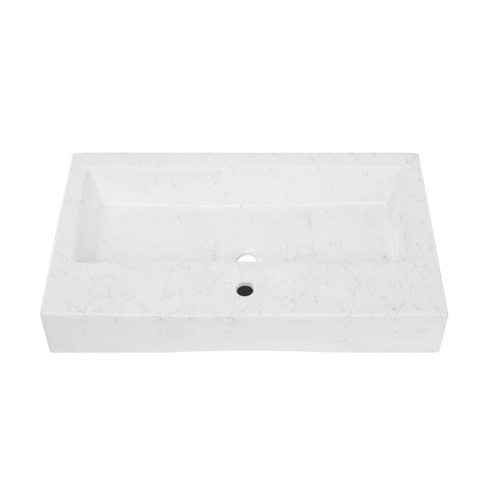 Swiss Madison Voltaire Wide Rectangle Vessel Sink in Static Marble - SM-VSM292W2