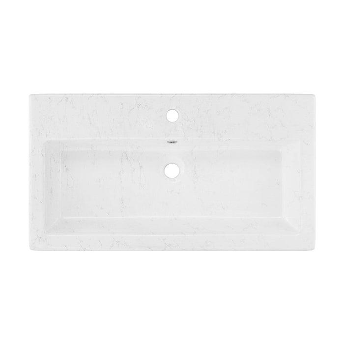 Swiss Madison Voltaire Wide Rectangle Vessel Sink in Static Marble - SM-VSM292W2