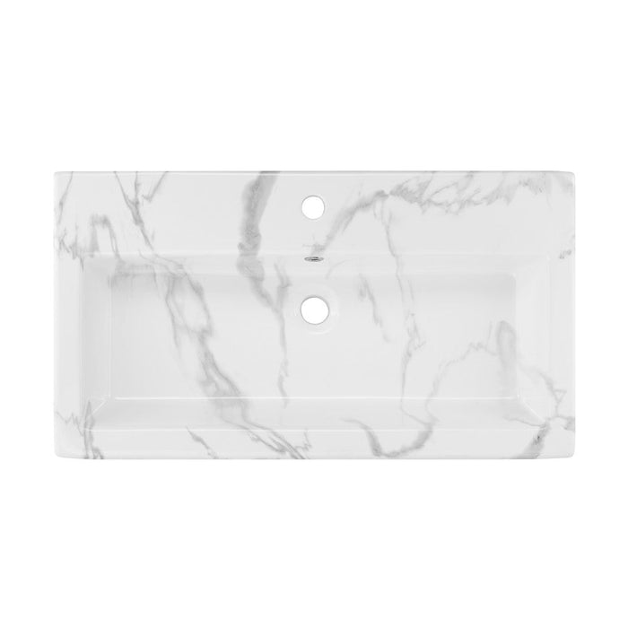 Swiss Madison Voltaire Wide Rectangle Vessel Sink in White Marble - SM-VSM292W1