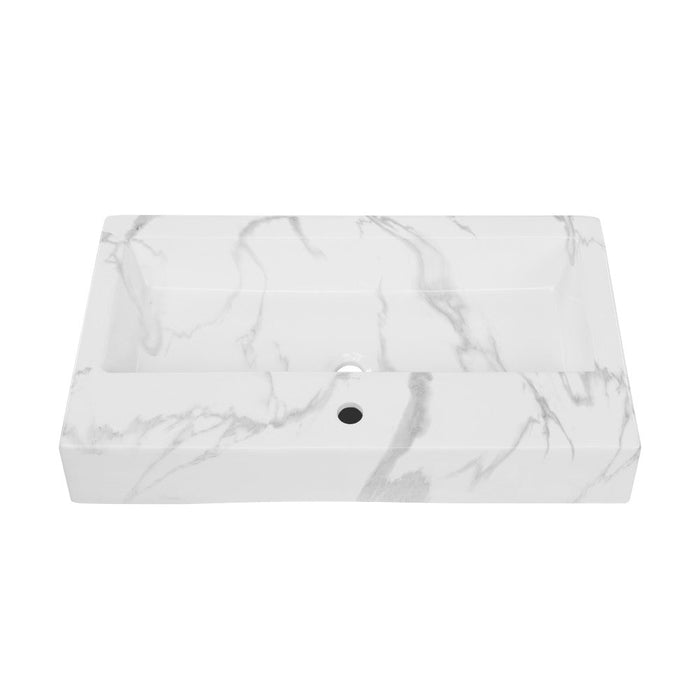 Swiss Madison Voltaire Wide Rectangle Vessel Sink in White Marble - SM-VSM292W1