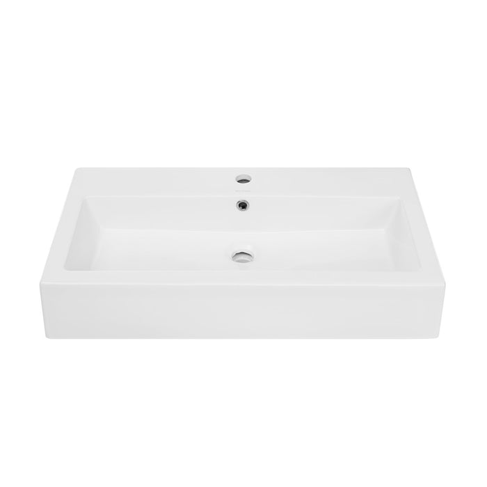 Swiss Madison Voltaire Wide Rectangle Wall-Mount Sink in Shiny White - SM-WS292