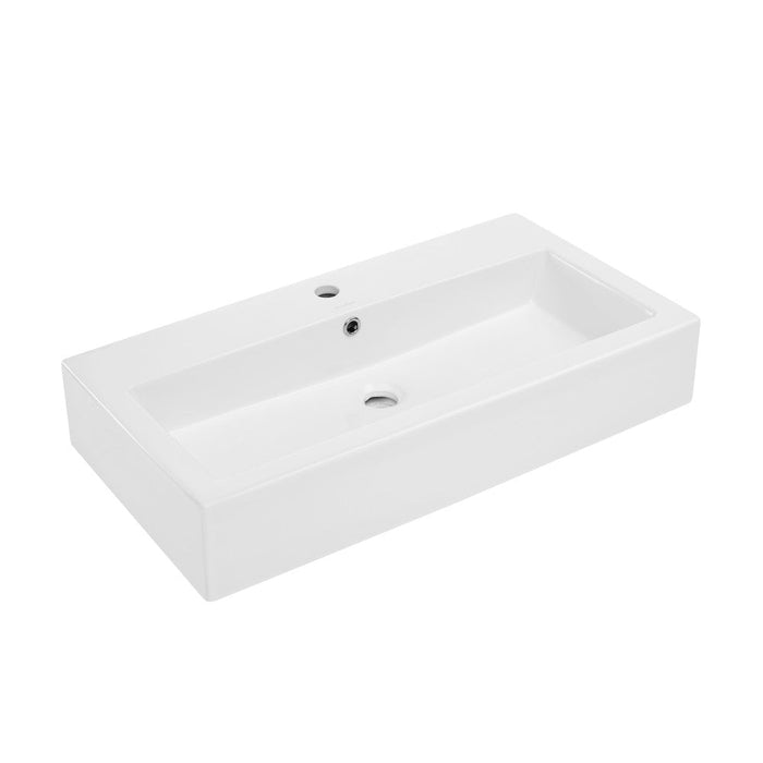 Swiss Madison Voltaire Wide Rectangle Wall-Mount Sink in Shiny White - SM-WS292