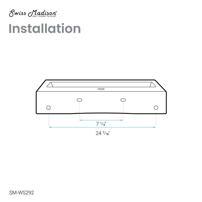 Swiss Madison Voltaire Wide Rectangle Wall-Mount Sink in Shiny White - SM-WS292