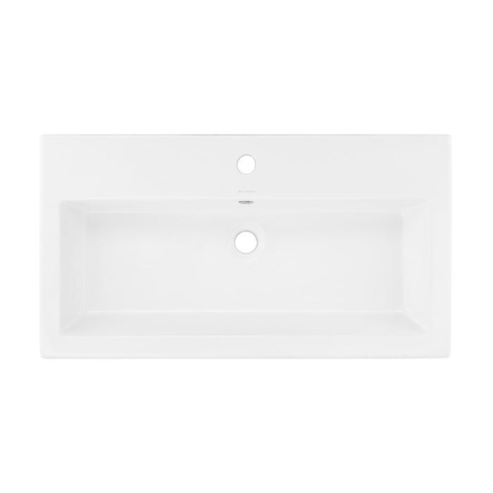 Swiss Madison Voltaire Wide Rectangle Wall-Mount Sink in Shiny White - SM-WS292