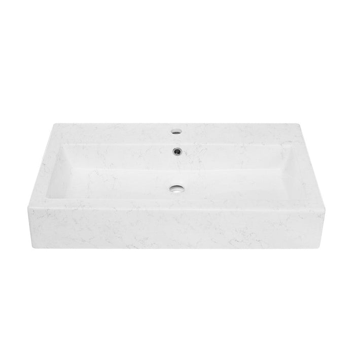 Swiss Madison Voltaire Wide Rectangle Wall Hung Sink in Static Marble - SM-WSM292W2