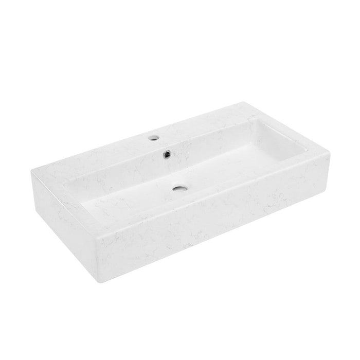 Swiss Madison Voltaire Wide Rectangle Wall Hung Sink in Static Marble - SM-WSM292W2