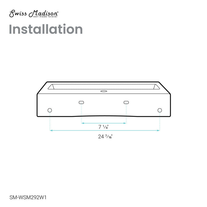 Swiss Madison Voltaire Wide Rectangle Wall Hung Sink in White Marble - SM-WSM292W1