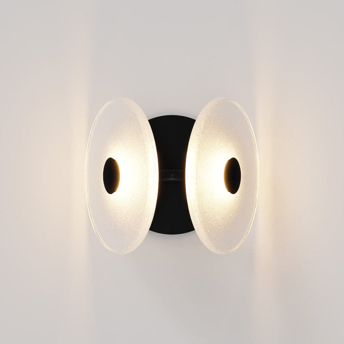 Coral Twin Wall Light black frosted lit up