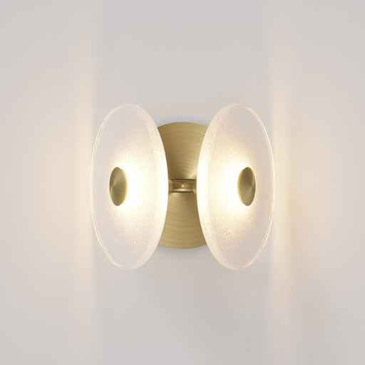 Coral Twin Wall Light frosted brass lit up