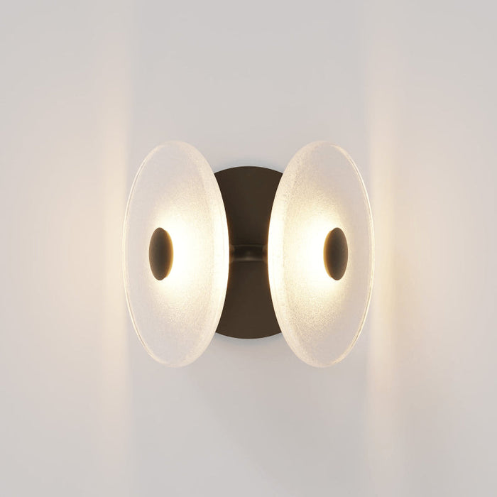 Coral Twin Wall Light frosted black lit up