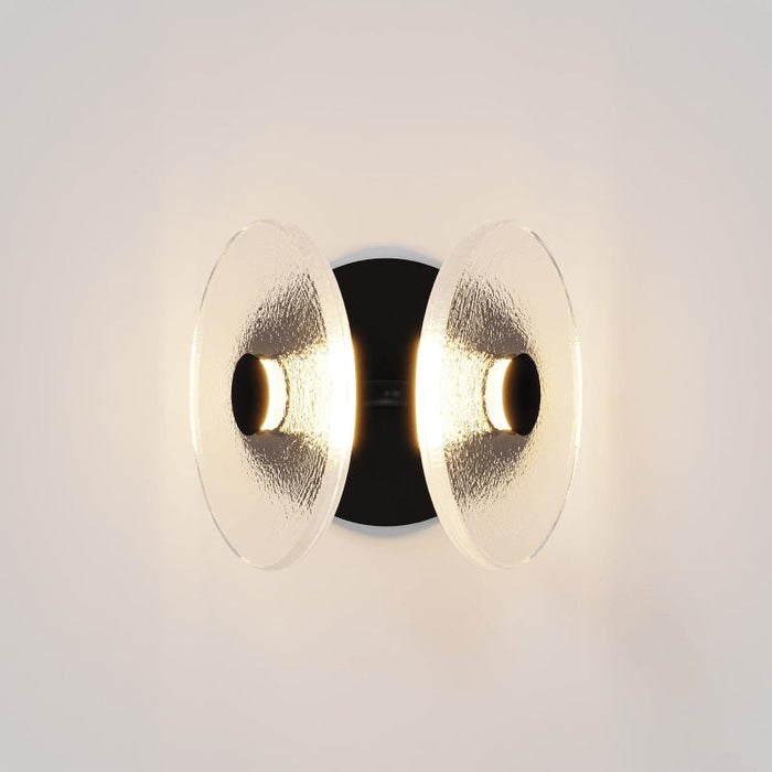 Coral Twin Wall Light clear black lit up