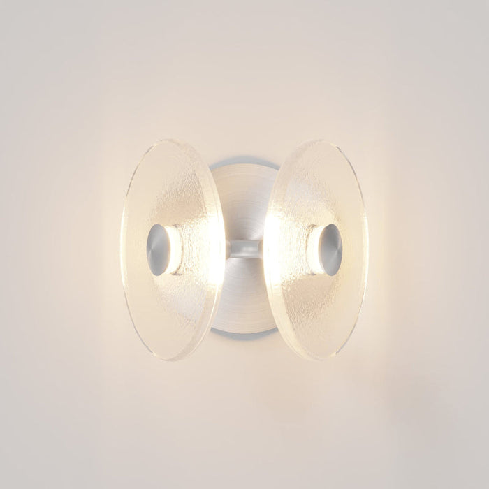 Coral Twin Wall Light clear steel lit up
