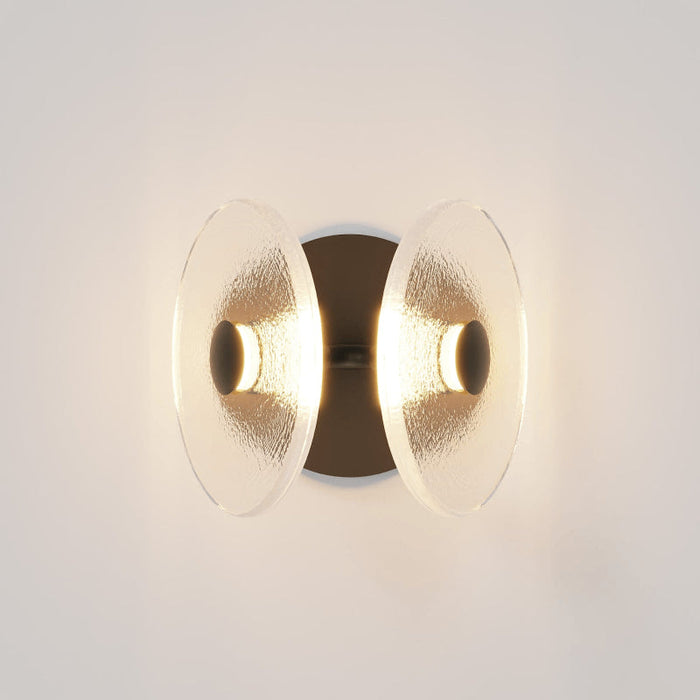 Coral Twin Wall Light clear bronze lit up