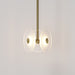 Coral Trio Drop Pendant Light brass frosted lit up