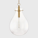 Chain Suspended Glass Teardrop Pendant | Large Brass